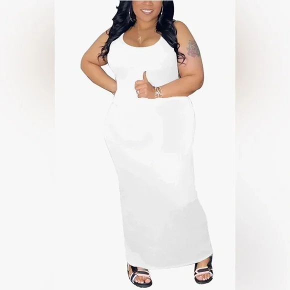 Maxi Dress White Bodycon Size 1X NWOT - Picture 1 of 7